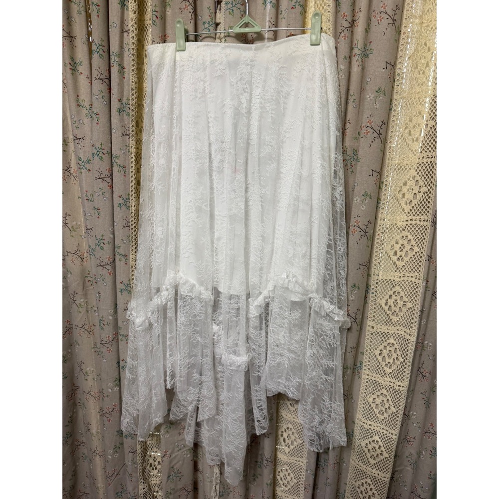 NWT AllSaints Josie White Asymmetric Lace Midi Skirt Size 10